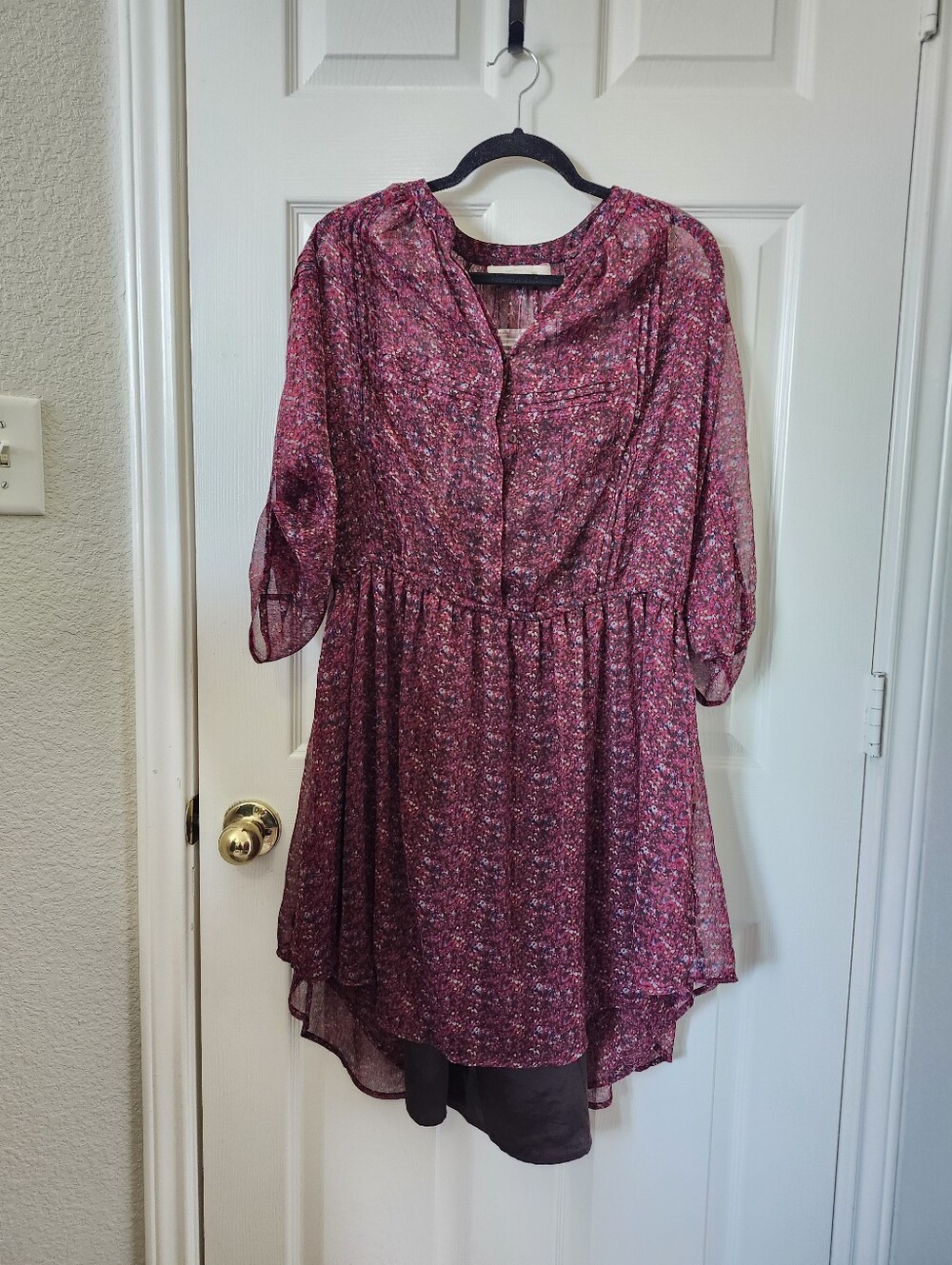 Anthropologie Women's Floral Print Pink Tunic Dress